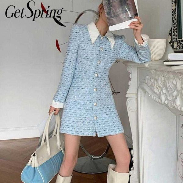 getspring women dress temperament vintage long sleeve single breasted a-line es slim thin blue spring es 210601, Black;gray
getspring women dress temperament vintage long sleeve single breasted a-line es slim thin blue spring es 210601, Black;gray
