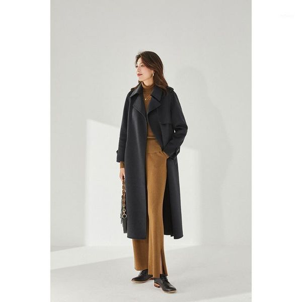 women's wool & blends commuter casual turn-down collar lace-up coat with pockets 2021 autumn winter solid color slim mid-length outerwe, Black
women's wool & blends commuter casual turn-down collar lace-up coat with pockets 2021 autumn winter solid color slim mid-length outerwe, Black