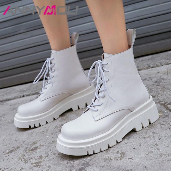 boots annymoli women motorcycle shoes real leather platform high heel short lace up thick heels ladies ankle white, Black
boots annymoli women motorcycle shoes real leather platform high heel short lace up thick heels ladies ankle white, Black