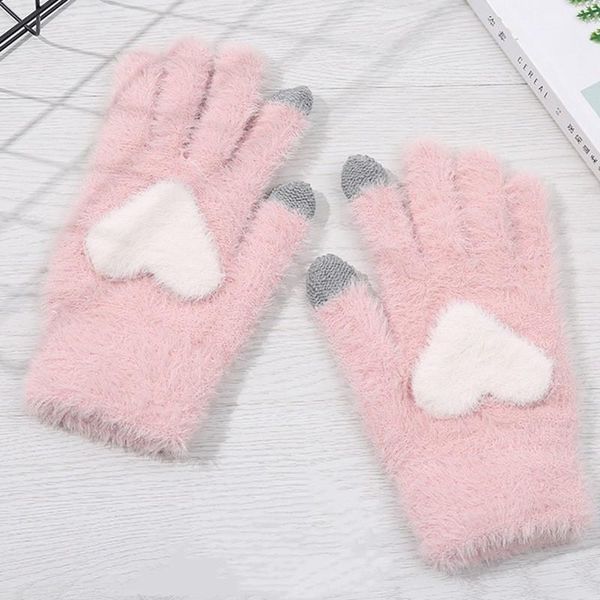 sports gloves love heart pink women plush autumn and winter thick mittens full finger girls warm touch screen glove, Black 
sports gloves love heart pink women plush autumn and winter thick mittens full finger girls warm touch screen glove, Black