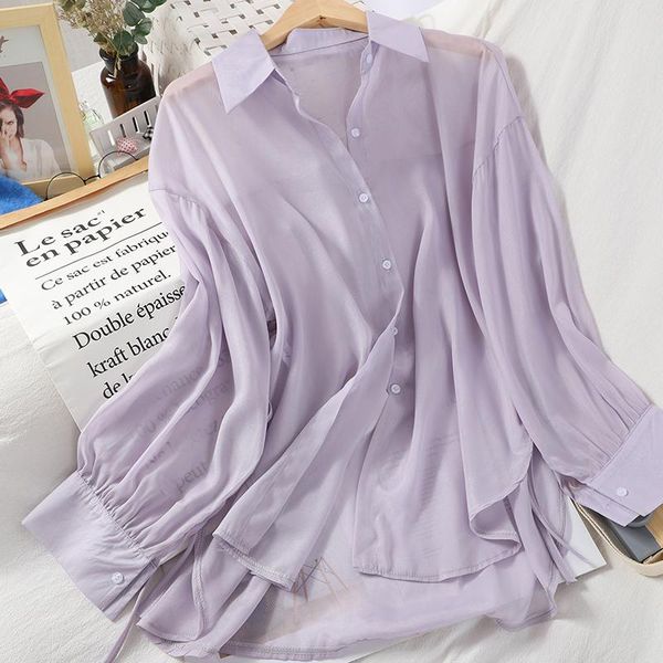 women's blouses & shirts heliar blouse women transparent chiffon 2021 summer buttoned up ol long sleeve for, White
women's blouses & shirts heliar blouse women transparent chiffon 2021 summer buttoned up ol long sleeve for, White