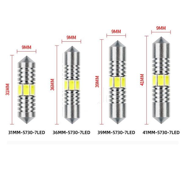 emergency lights 50pcs festoon 31mm 36mm 39mm 41mm c5w c10w 5730 7smd super bright led bulb car dome light auto interior reading lamp white
emergency lights 50pcs festoon 31mm 36mm 39mm 41mm c5w c10w 5730 7smd super bright led bulb car dome light auto interior reading lamp white