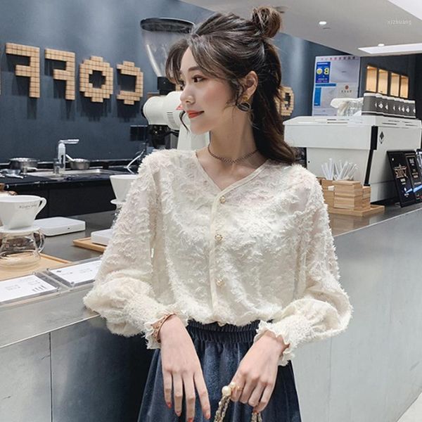 women's blouses & shirts women v neck lace elegant sweet blouse embroidered plush button slim temperament fairy, White
women's blouses & shirts women v neck lace elegant sweet blouse embroidered plush button slim temperament fairy, White