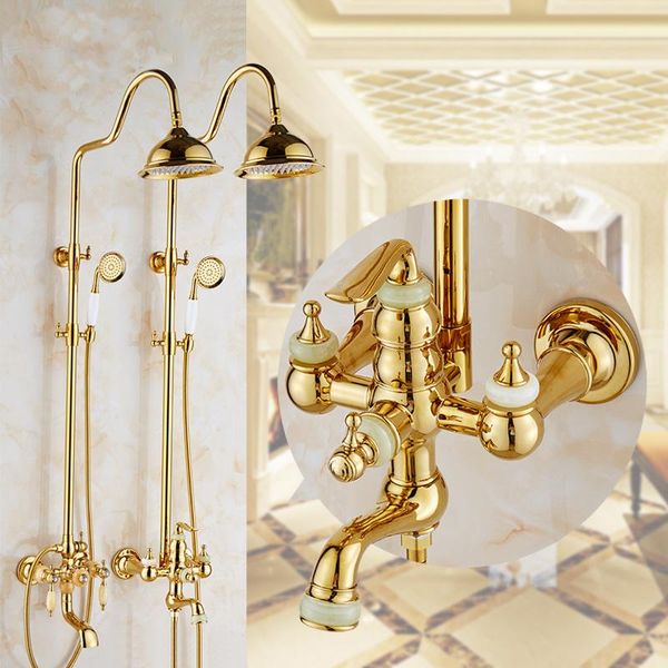 style gold plated jade rain shower faucet mixer tap, brass diamond head set, bathroom wall mounted sets
style gold plated jade rain shower faucet mixer tap, brass diamond head set, bathroom wall mounted sets