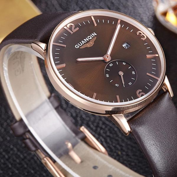 wristwatches guanqin watch men gold watches waterproof leather strap quartz clock relogio masculino, Slivery;brown
wristwatches guanqin watch men gold watches waterproof leather strap quartz clock relogio masculino, Slivery;brown