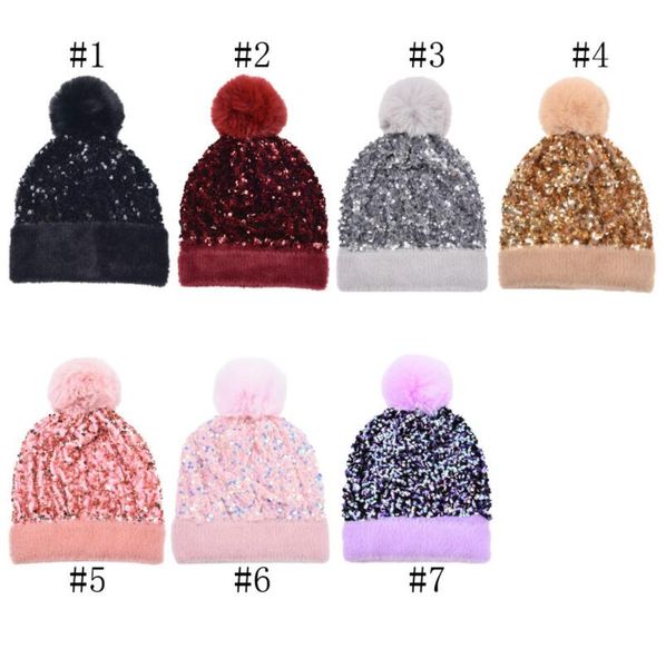 women sequin knitted beanie hat with faux fur pom-pom shiny bling skull cap, Blue;gray
women sequin knitted beanie hat with faux fur pom-pom shiny bling skull cap, Blue;gray