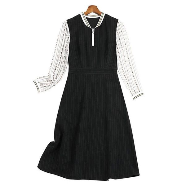 spring and autumn dress casual vintage black patchwork long sleeve v zipper collar plus size 4xl 5xl for women dresses, Black;gray
spring and autumn dress casual vintage black patchwork long sleeve v zipper collar plus size 4xl 5xl for women dresses, Black;gray