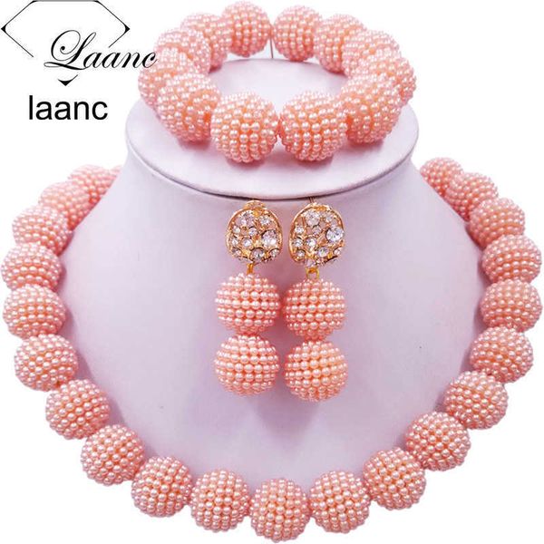 laanc peach african beads jewelry set for nigerian wedding simulated pearl necklace and earrings sp1r004 h1022, Silver
laanc peach african beads jewelry set for nigerian wedding simulated pearl necklace and earrings sp1r004 h1022, Silver