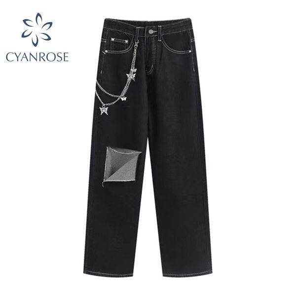 streetwear gothic ripped jeans pants women with punk chain high waist fashion wide leg hole cowboy trousers black stitched pants 210417, Blue
streetwear gothic ripped jeans pants women with punk chain high waist fashion wide leg hole cowboy trousers black stitched pants 210417, Blue