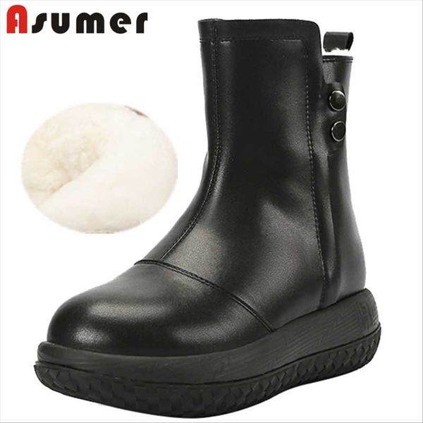 boots asumer 2021 genuine leather shoes women 100% nature wool winter snow zip comfortable flat ankle, Black
boots asumer 2021 genuine leather shoes women 100% nature wool winter snow zip comfortable flat ankle, Black