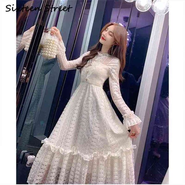 spring lace elegant dresses female long sleeve high waist fashion chic maxi party woman clothing 210603, Black;gray
spring lace elegant dresses female long sleeve high waist fashion chic maxi party woman clothing 210603, Black;gray