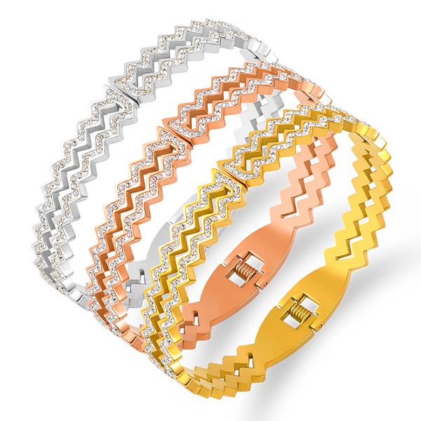 bangles bracelets titanium steel simple inlaid diamond fashion bracelet female buckle gold silver rose, Black
bangles bracelets titanium steel simple inlaid diamond fashion bracelet female buckle gold silver rose, Black