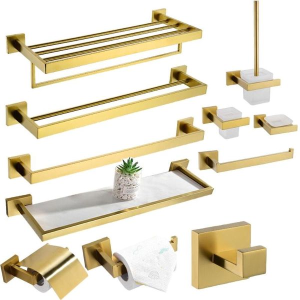 modern bathroom hardware set brushed gold wall mounted stainless steel accessory square fixture bath
modern bathroom hardware set brushed gold wall mounted stainless steel accessory square fixture bath