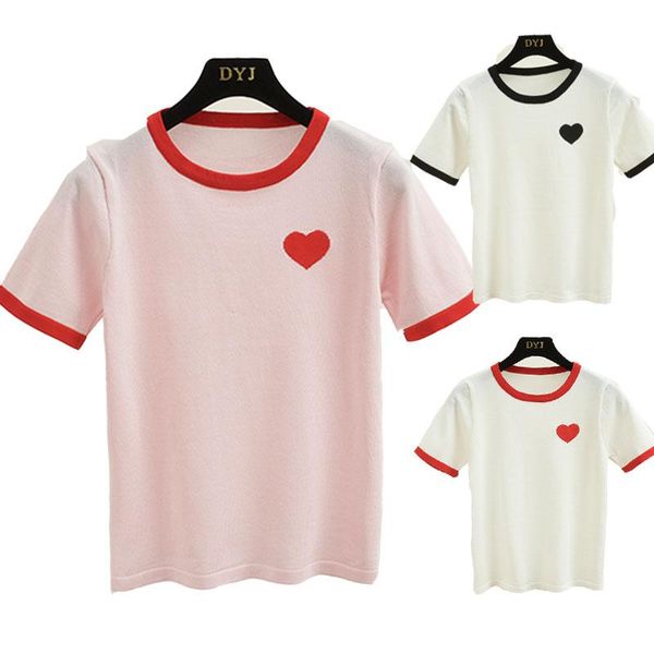 women's t-shirt sweet all-match love printed knitted short bottoming basic tee shirt for women color matching top, White
women's t-shirt sweet all-match love printed knitted short bottoming basic tee shirt for women color matching top, White