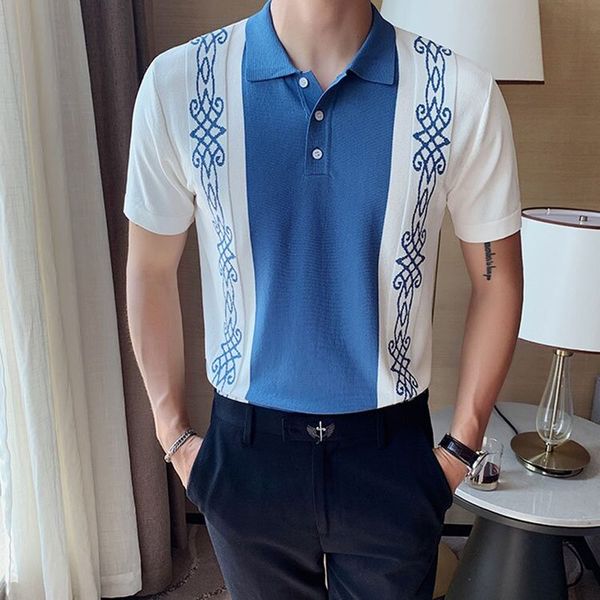 blue pattern men s street polo shirt comfortable classic fashion daily travel work party workout, White;black
blue pattern men s street polo shirt comfortable classic fashion daily travel work party workout, White;black