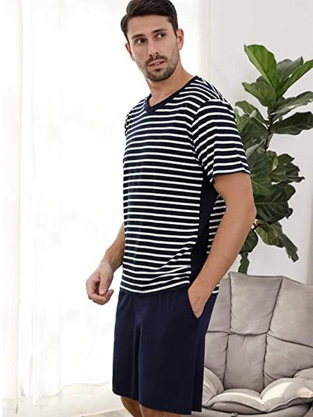men's tracksuits summer men striped short-sleeve splicing suit male homesuit leisure, Gray
men's tracksuits summer men striped short-sleeve splicing suit male homesuit leisure, Gray