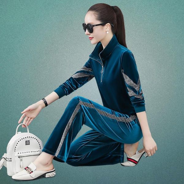 women's two piece pants 2021 gold velvet sports two-piece set women spring autumn casual suit pullover elastic-waist trousers 2-piece, White
women's two piece pants 2021 gold velvet sports two-piece set women spring autumn casual suit pullover elastic-waist trousers 2-piece, White