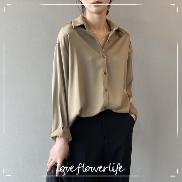 women's blouses & shirts cozok solid color long sleeve shirt female 2021 spring korean version satin loose lapel 0989, White
women's blouses & shirts cozok solid color long sleeve shirt female 2021 spring korean version satin loose lapel 0989, White