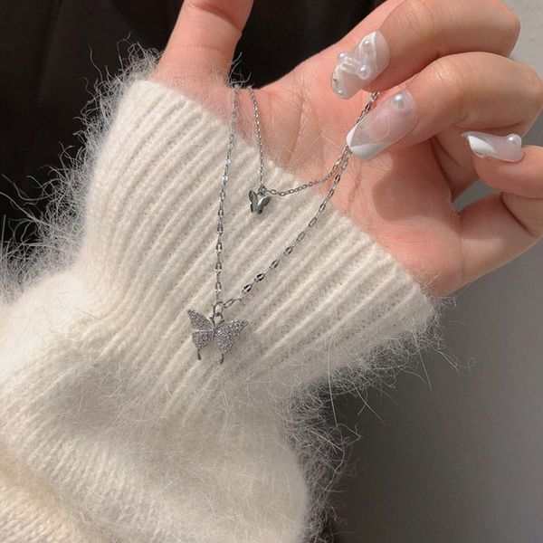 pendant necklaces korean style butterfly multilayer women fashion dainty beach jewelry french romantic bowknot pendants clavicle chain, Silver 
pendant necklaces korean style butterfly multilayer women fashion dainty beach jewelry french romantic bowknot pendants clavicle chain, Silver