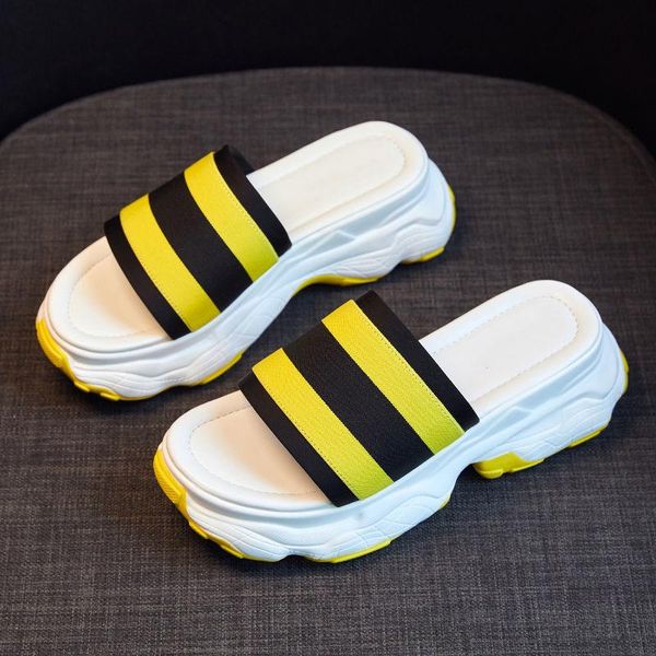 summer high-quality canvas surface women slippers thick bottom word drag women's shoes sandals high heels casual dress, Black 
summer high-quality canvas surface women slippers thick bottom word drag women's shoes sandals high heels casual dress, Black