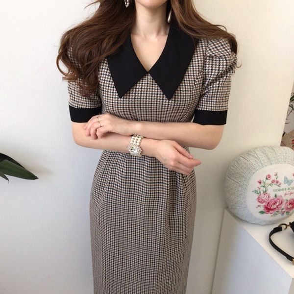 matakawa split-fork puff sleeve dress korean chic elegant lapel vestidos contrast color houndstooth high waist midi dresses 210513, Black;gray
matakawa split-fork puff sleeve dress korean chic elegant lapel vestidos contrast color houndstooth high waist midi dresses 210513, Black;gray