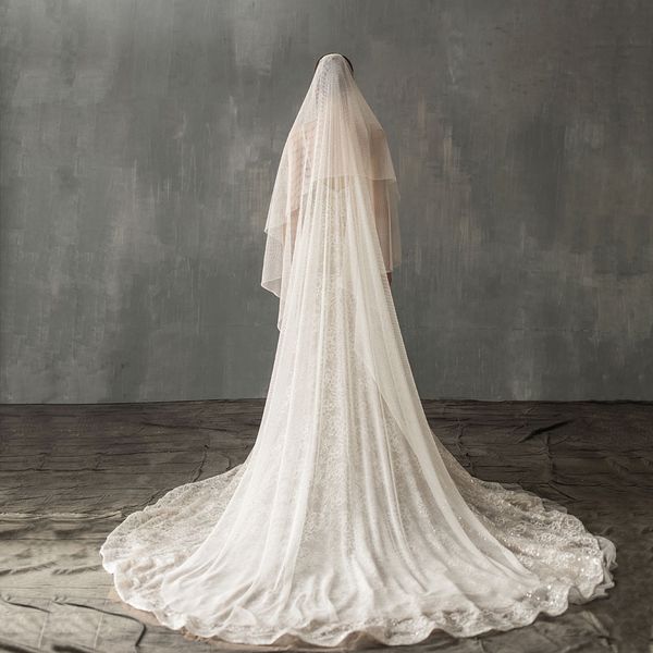 v640 luxury chapel marriage bridal veil two-layer elastic netting cut edge long train white castle wedding bride headdress with comb, Black
v640 luxury chapel marriage bridal veil two-layer elastic netting cut edge long train white castle wedding bride headdress with comb, Black