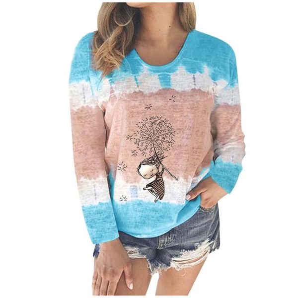 women's t-shirt 2021 ladies casual cartoon printing tie dye patchwork round neck loose long-sleeved, White
women's t-shirt 2021 ladies casual cartoon printing tie dye patchwork round neck loose long-sleeved, White