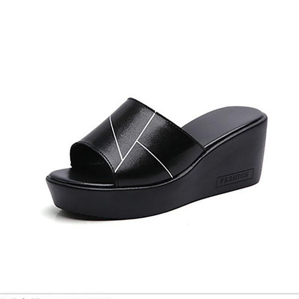 slippers women's platform wedge summer shoes ladies flip flops women high heeled slip on casual solid sandal woman, Black
slippers women's platform wedge summer shoes ladies flip flops women high heeled slip on casual solid sandal woman, Black
