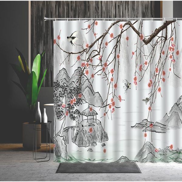shower curtains chinese style flower bird curtain ink painting mountain water landscape pattern bathroom decor home bath hanging
shower curtains chinese style flower bird curtain ink painting mountain water landscape pattern bathroom decor home bath hanging