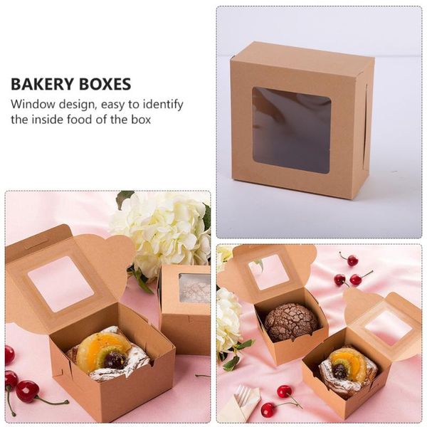 gift wrap 10pcs bakery boxes with clear window cupcake kraft paper for party
