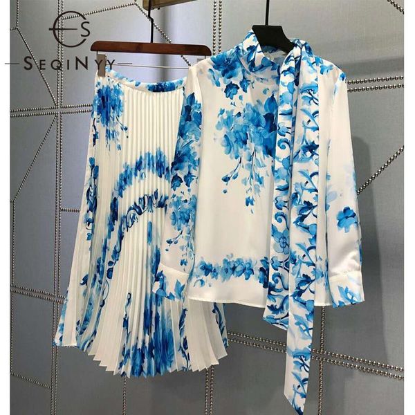 women's tracksuits seqinyy women fashion set 2021 spring autumn design blue flowers print shirt + pleated midi skirt elegant suit, Gray
women's tracksuits seqinyy women fashion set 2021 spring autumn design blue flowers print shirt + pleated midi skirt elegant suit, Gray