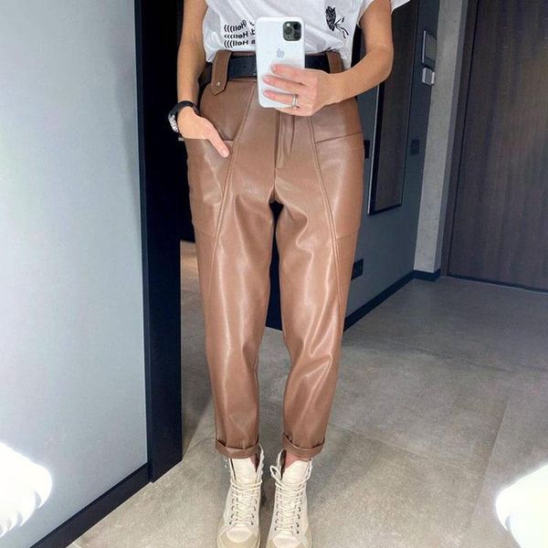 women's pants & capris floy fashion casual faux leather women elegant loose solid straight trousers pockets ankle length ladies, Black;white
women's pants & capris floy fashion casual faux leather women elegant loose solid straight trousers pockets ankle length ladies, Black;white