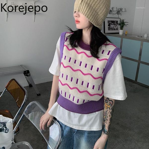 women's sweaters korejepo color spliced pullover sweater vest overlay wear versatile autumn and winter 2021 sleeveless knitted, White;black
women's sweaters korejepo color spliced pullover sweater vest overlay wear versatile autumn and winter 2021 sleeveless knitted, White;black