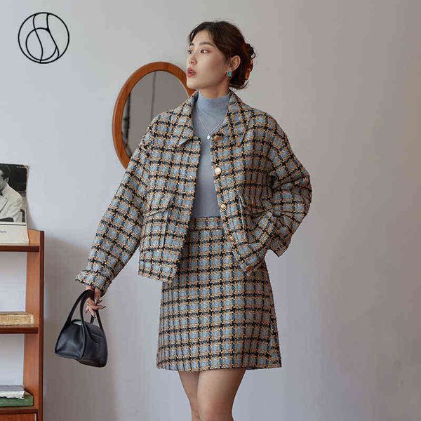 dushu women's retro small incense style fashion suit winter two-piece temperament plaid jackets women a-line skirts 211119, White
dushu women's retro small incense style fashion suit winter two-piece temperament plaid jackets women a-line skirts 211119, White