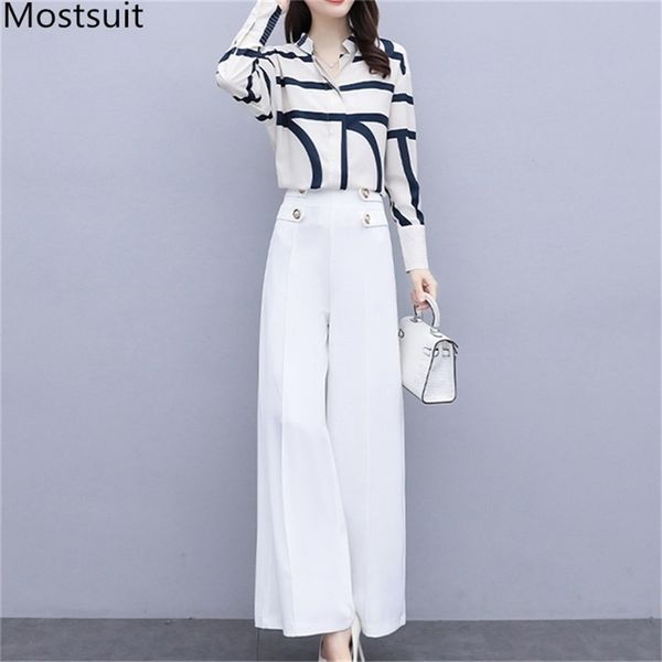 autumn fashion office two piece set outfits women striped chiffon shirt + wide leg pants suits elegant ladies clothes 210513, White
autumn fashion office two piece set outfits women striped chiffon shirt + wide leg pants suits elegant ladies clothes 210513, White