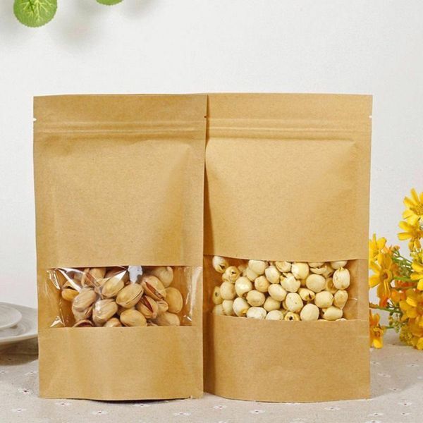 storage bags 100pcs/set kraft paper plastic stand up pouch sealable food pack lock bag with clear window brown coffee nuts sugar
storage bags 100pcs/set kraft paper plastic stand up pouch sealable food pack lock bag with clear window brown coffee nuts sugar