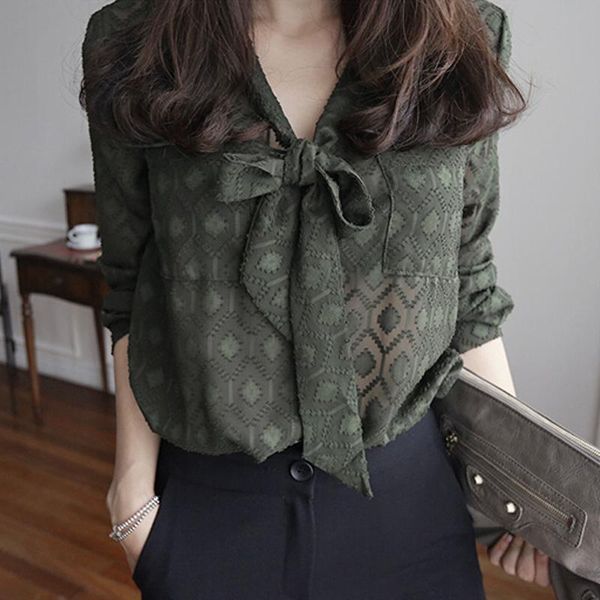 chiffon shirt women long sleeve 2021 autumn loose spring ladies blouse retro women's blouses & shirts, White