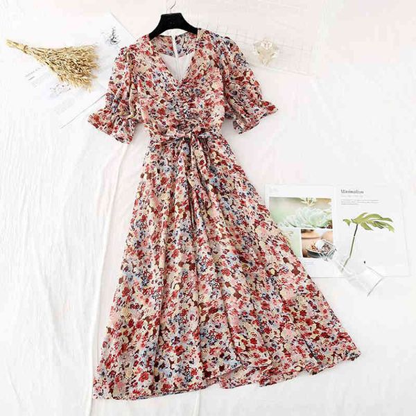 dresses vintage v-neck bandage summer women floral print long chiffon female short sleeve pleated vestidos, Black;gray
dresses vintage v-neck bandage summer women floral print long chiffon female short sleeve pleated vestidos, Black;gray
