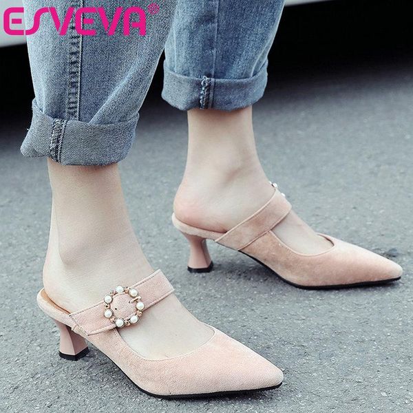 dress shoes esveva 2021 women pumps flock hoof heels pointed toe buckle pearl string bead slingback fashion size 34-43, Black
dress shoes esveva 2021 women pumps flock hoof heels pointed toe buckle pearl string bead slingback fashion size 34-43, Black
