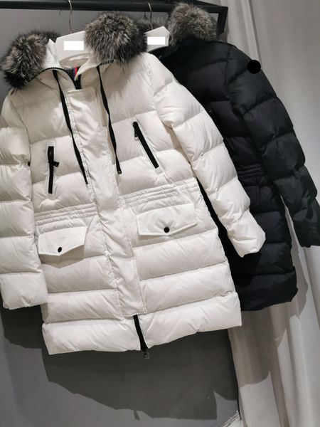 luxury france women's down jackets designer brand maya fox large fur collar mid-length slim waist thick coat, Black
luxury france women's down jackets designer brand maya fox large fur collar mid-length slim waist thick coat, Black