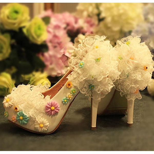 women wedding shoes white lace flowers appliques pumps leather bridal party round toe super high heel princess slip on dress, Black
women wedding shoes white lace flowers appliques pumps leather bridal party round toe super high heel princess slip on dress, Black