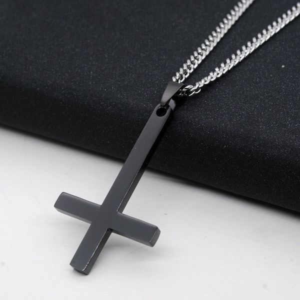 fashion men's titanium steel inverted cross pendant necklace chain gifts, Silver
fashion men's titanium steel inverted cross pendant necklace chain gifts, Silver