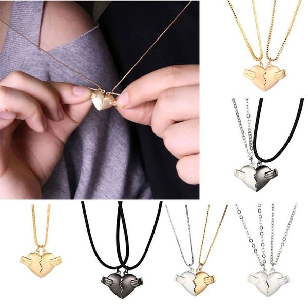 pendant necklaces 2pcs/set lovers heart chain couple necklace strong magnetic distance for girlfriend men women, Silver
pendant necklaces 2pcs/set lovers heart chain couple necklace strong magnetic distance for girlfriend men women, Silver