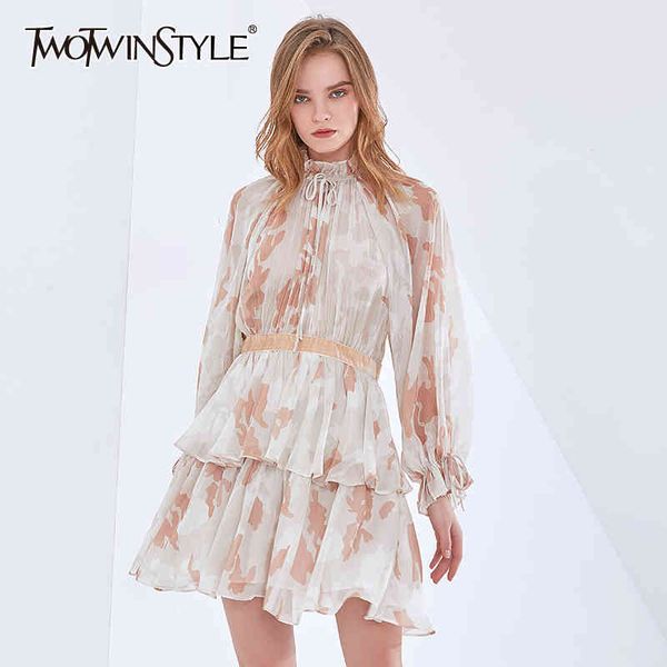 twotwinstyle elegant patchwork ruffle dress female stand collar lantern sleeve high waist print chiffon dresses female fashion 210428, Black;gray
twotwinstyle elegant patchwork ruffle dress female stand collar lantern sleeve high waist print chiffon dresses female fashion 210428, Black;gray