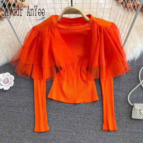 women's blouses & shirts 2021 autumn fashion women mesh stitching long sleeve stretch knitted o-neck solid slim base elegant female, White
women's blouses & shirts 2021 autumn fashion women mesh stitching long sleeve stretch knitted o-neck solid slim base elegant female, White