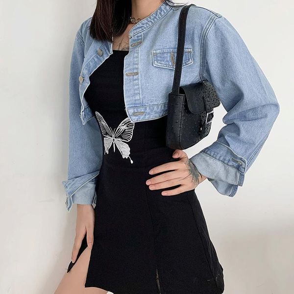 women's jackets women denim long sleeve round neck buttoned extra short slim cropped jacket summer autumn, Black;brown
women's jackets women denim long sleeve round neck buttoned extra short slim cropped jacket summer autumn, Black;brown