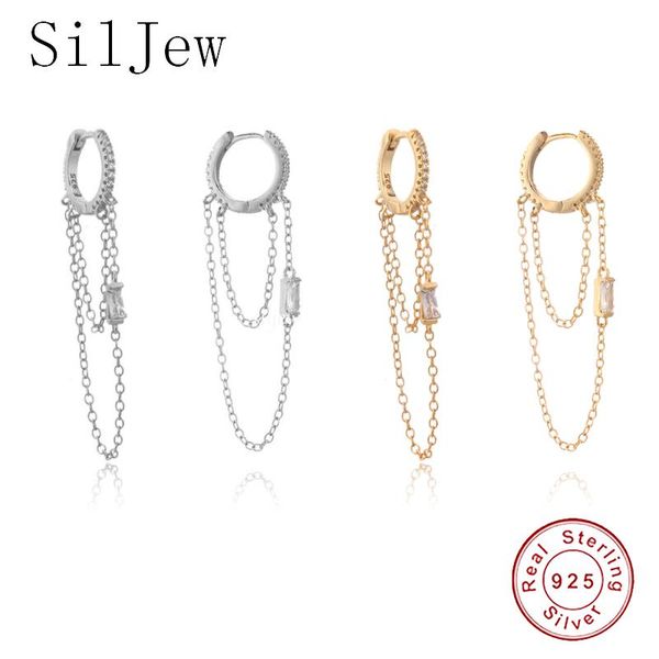 hoop & huggie siljew 925 sterling silver long chain hoops line crystal cz loop circle double round piercing women luxury jewelry brincos, Golden;silver
hoop & huggie siljew 925 sterling silver long chain hoops line crystal cz loop circle double round piercing women luxury jewelry brincos, Golden;silver