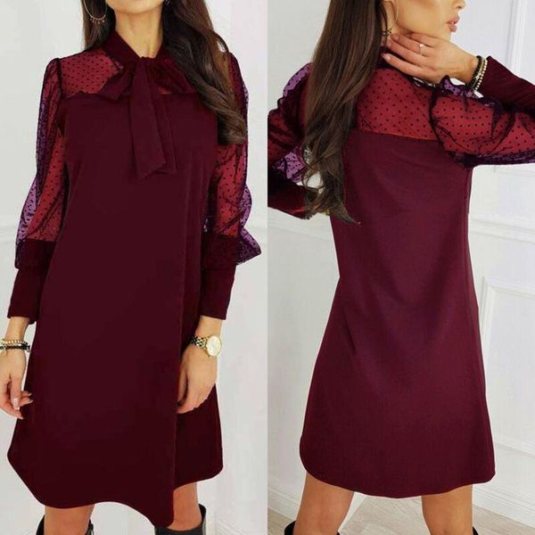 fashion women elegant mesh long sleeve bow tie dress ladies evening club loose casual vestidos autumn spring dresses, Black;gray
fashion women elegant mesh long sleeve bow tie dress ladies evening club loose casual vestidos autumn spring dresses, Black;gray