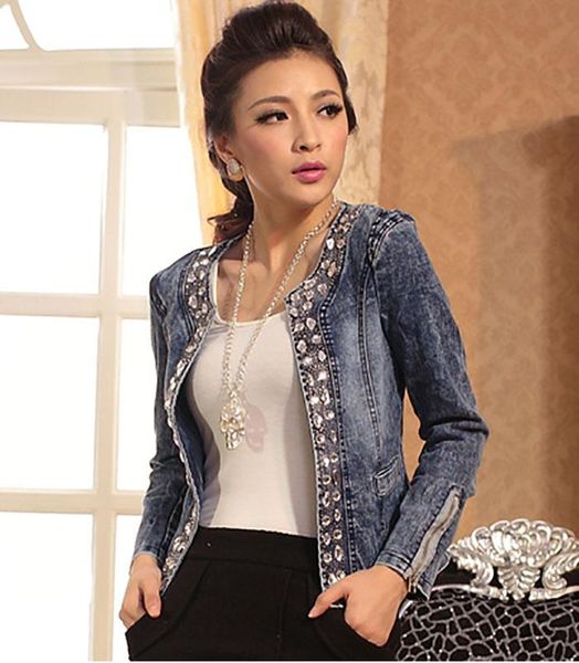 women's jackets denim for women rhinestone paillette woman coats blaser vintage water-wash casual lady jeans cardigan, Black;brown
women's jackets denim for women rhinestone paillette woman coats blaser vintage water-wash casual lady jeans cardigan, Black;brown