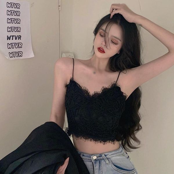 women's tanks & camis summer lace straps casual short camisole women solid color streetwear halter sleeveless, White
women's tanks & camis summer lace straps casual short camisole women solid color streetwear halter sleeveless, White